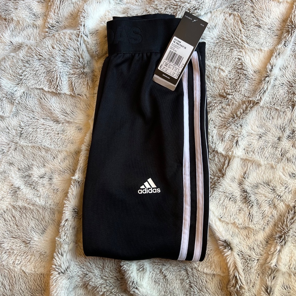New with Tags - Adidas Tiro Pants Black with White Stripes - Youth Boys Size XS